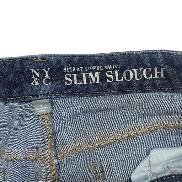 NY&C Womens Slim Slouch Sits at Lower Waist Blue Denim Jeans Size 4 Stretch - Picture 14 of 16